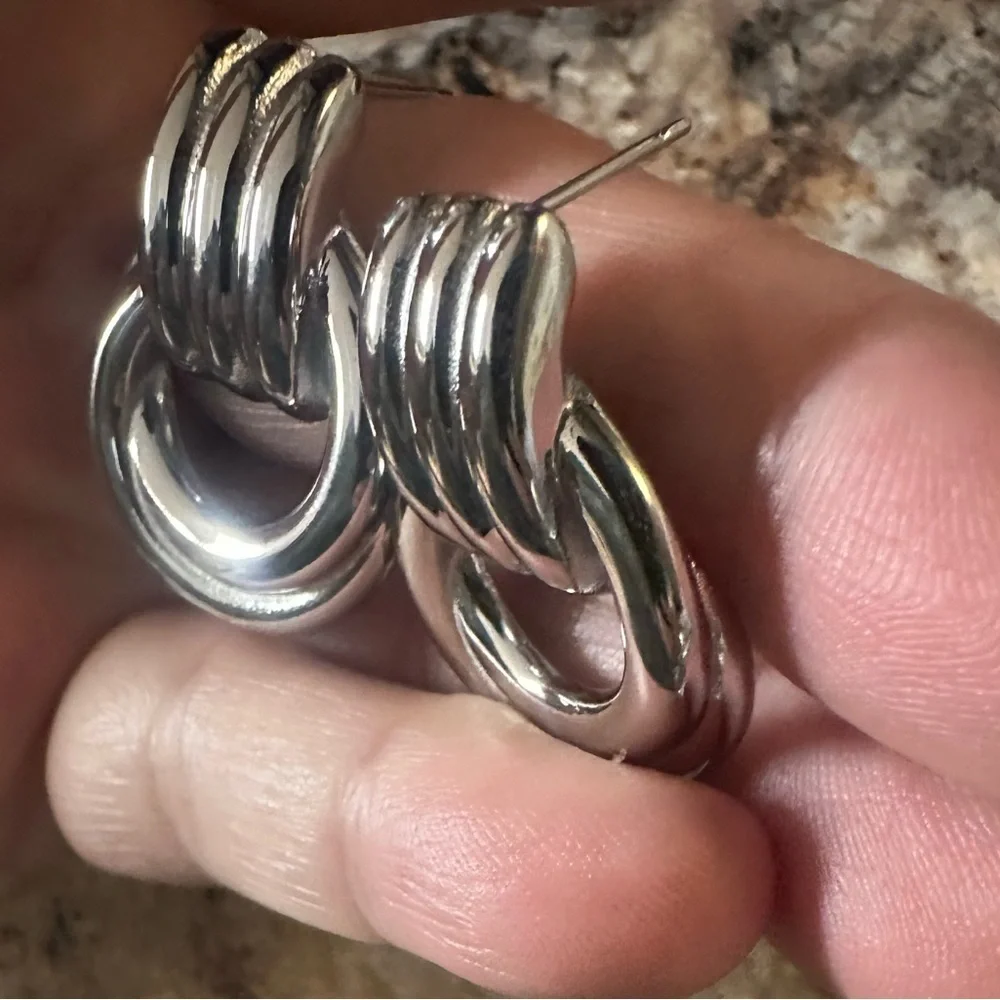 NEW Anthropologie Silver Mini Knot Earrings